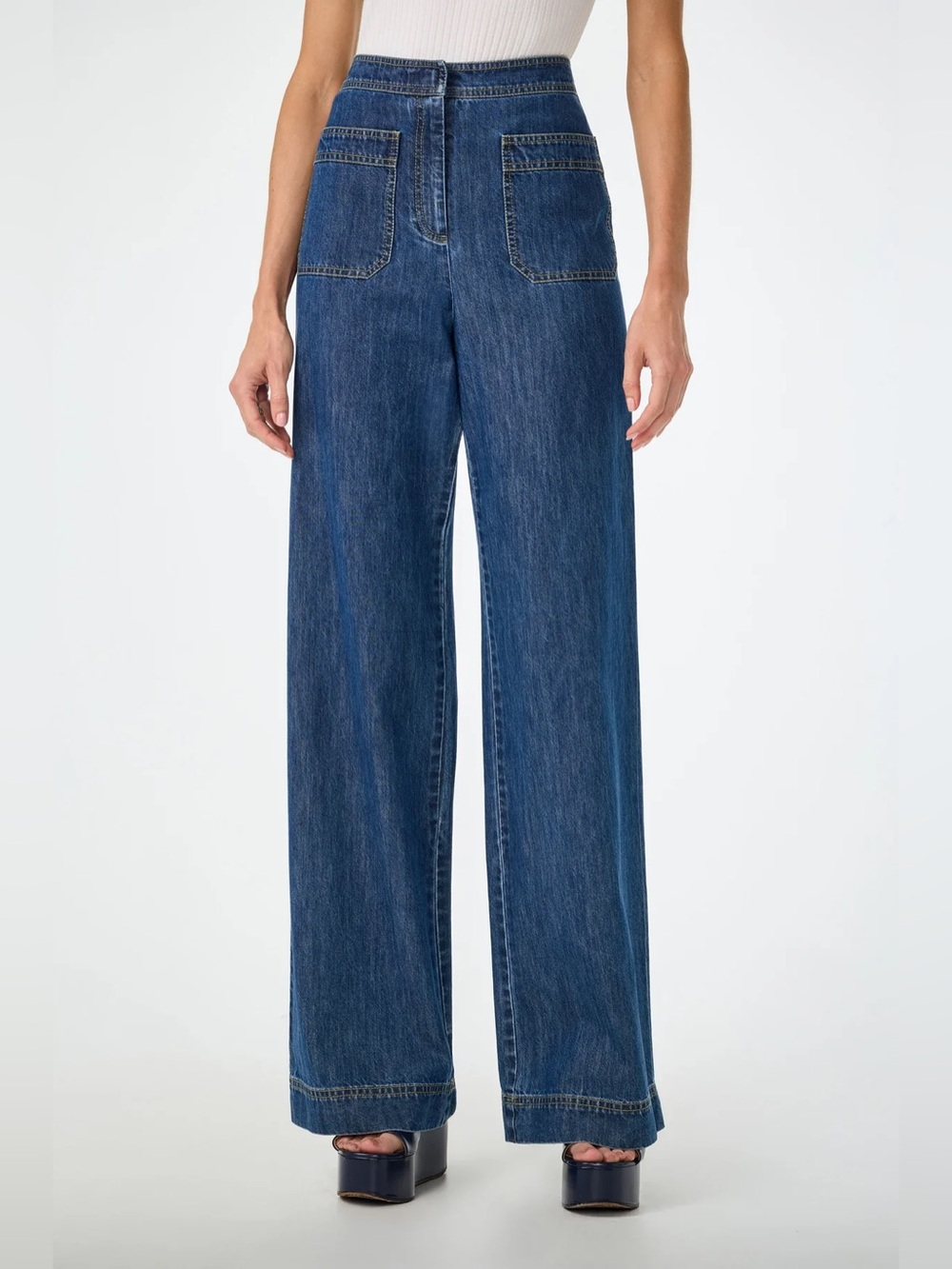 Trina Turk FERRER WIDE LEG JEAN High-Waist Women's Jeans in Dark Blue - Picture 1 of 4